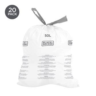 Black Decker 50L Bin Bags 20 Pack - POLYBAG