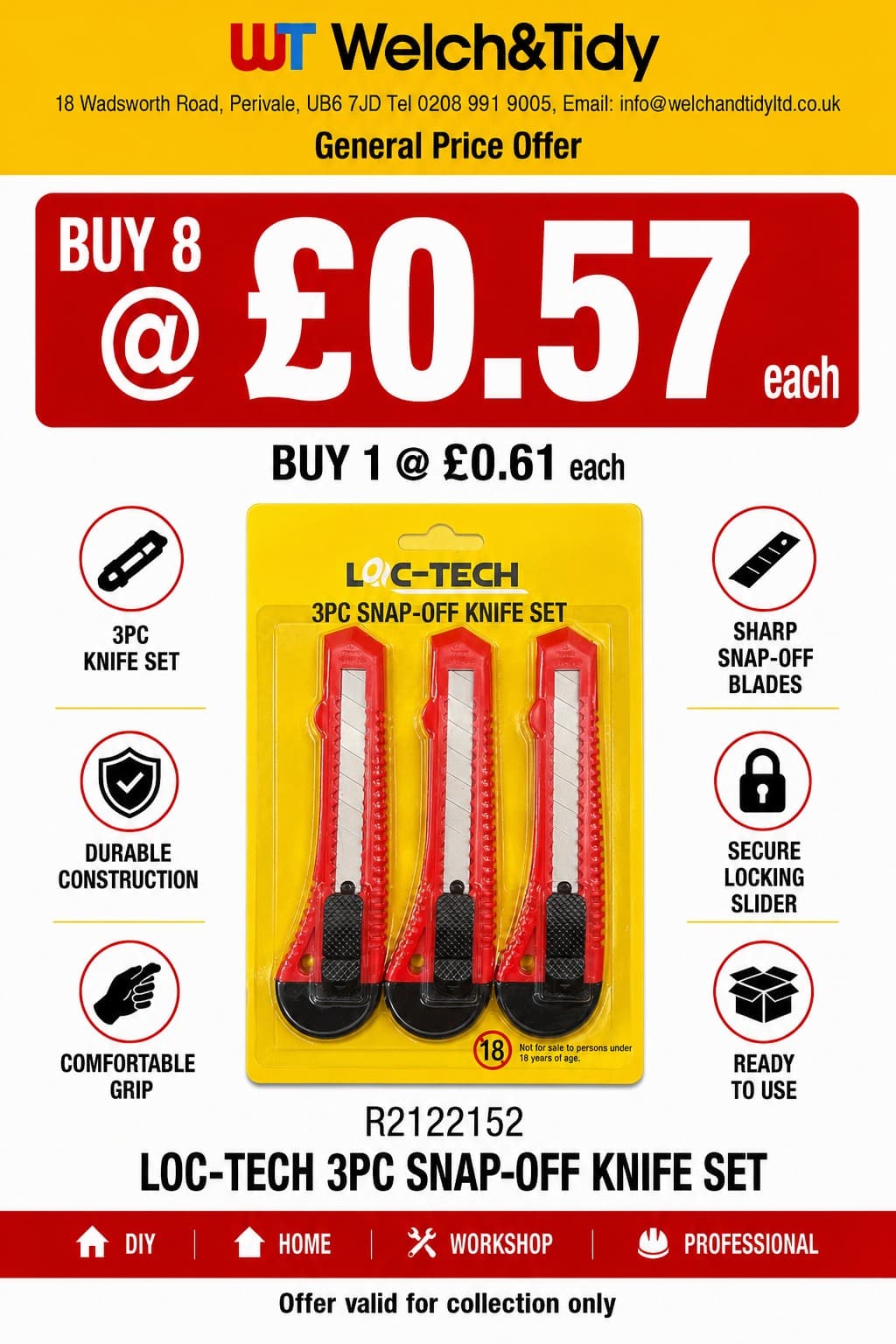 Loc-Tech 3Pc Snap-Off Knife Set