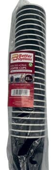 Better Options 25Pc 8oz/235ml Black Coffee Cups