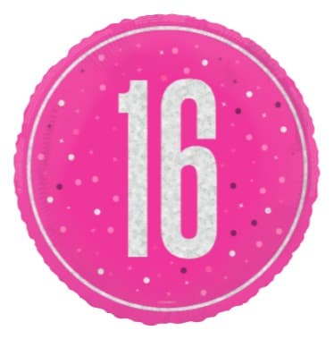 Unique Party18" PKG Glitz Pink 16 Foil Balloon