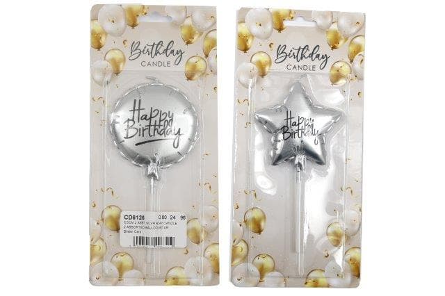 Sifcon 6.5CM ASST SILVER BDAY CANDLE