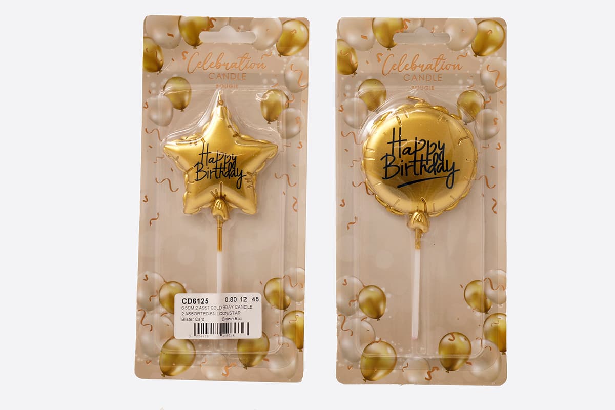 Sifcon 6.5CM ASST GOLD BDAY CANDLE