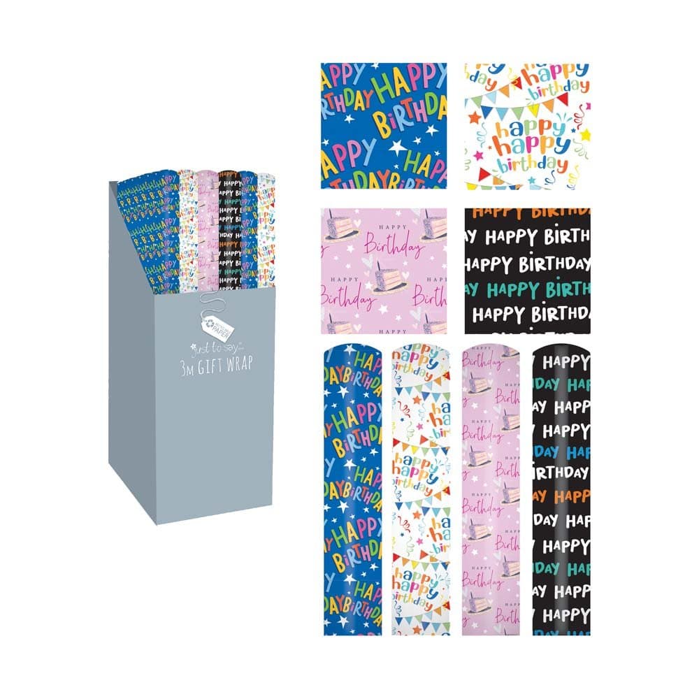 Tallon 3 Metre Gift-Wrap Happy Birthday 2Designs