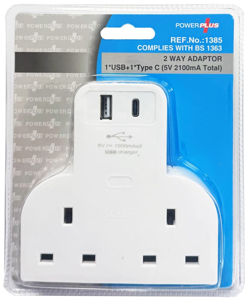 Powerplus 2 WAY T SHAPE ADAPTOR USB+CPORT (1385)