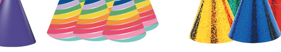 Unique Party 6 FL RAINBOW PPR PARTY HATS