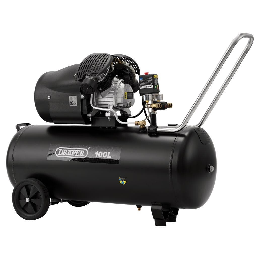 230V 100L Direct Drive V-Twin Air Compressor, 2.2kW/3HP