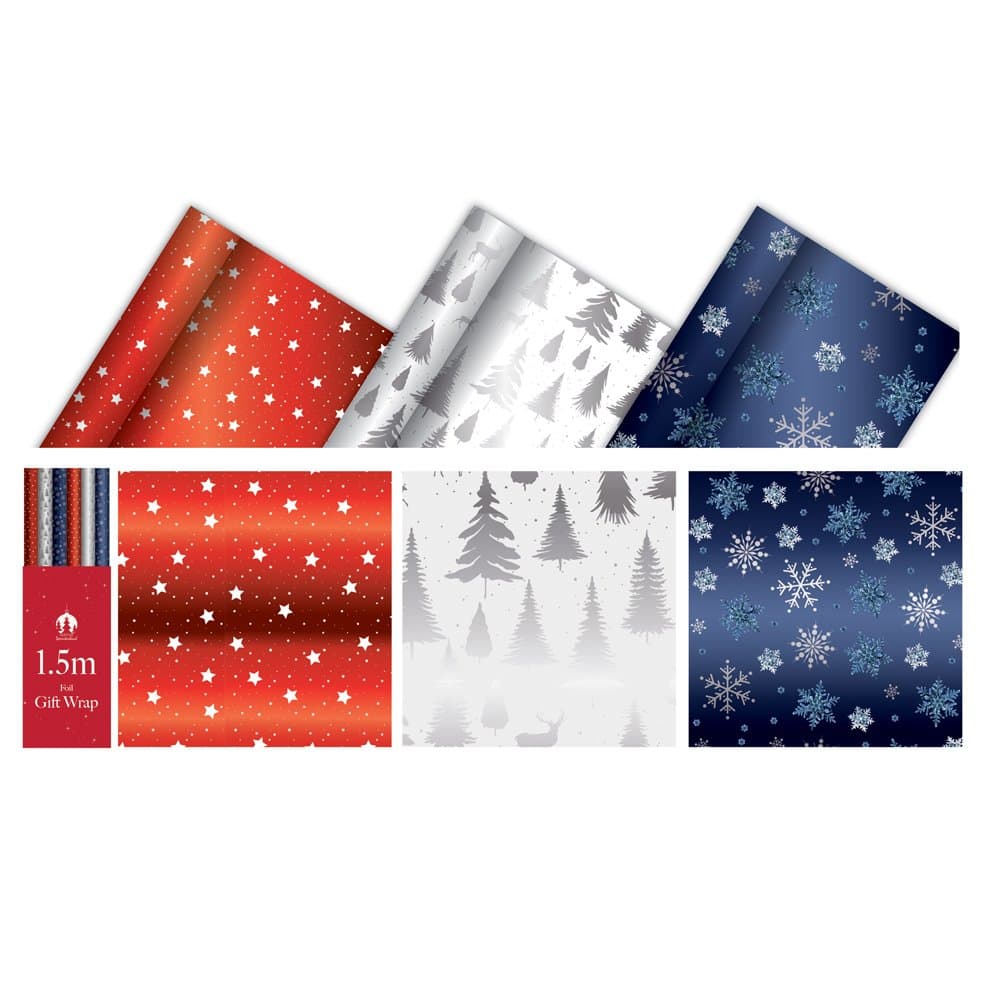 Tallon Foil Wrap XMAS 1.5m x 70cm Red,White,Blue