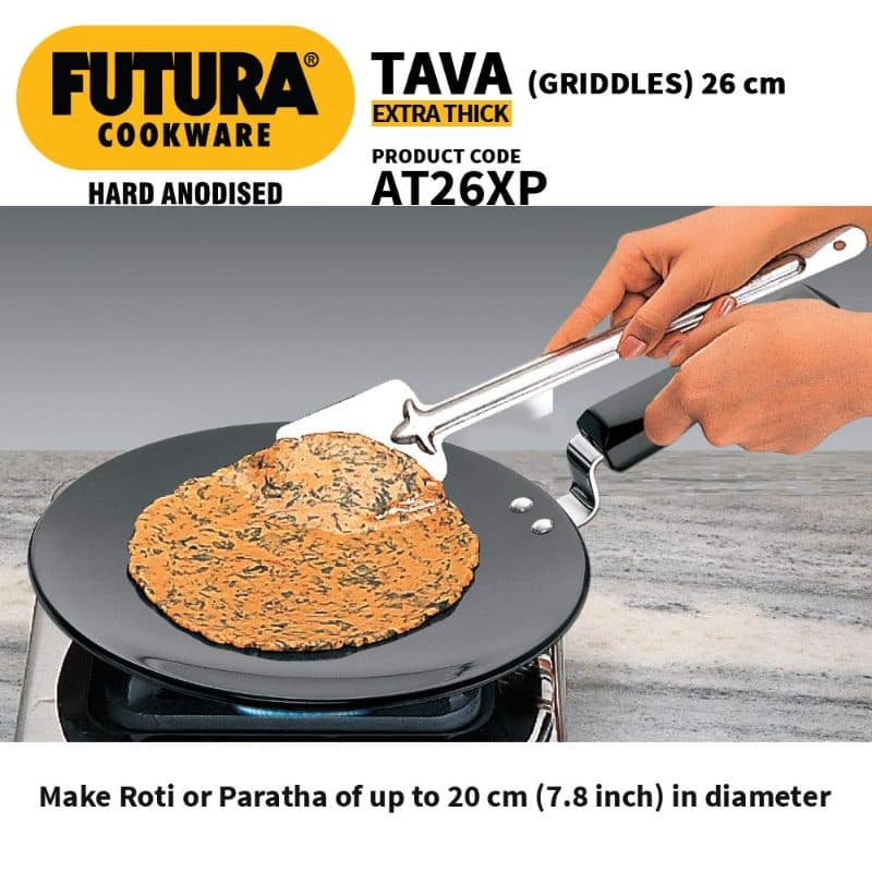 Futura Griddle Curved Tava With Plastic Handle 26cm