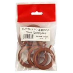 Curtain Pole Rings 56mm Medium Wood