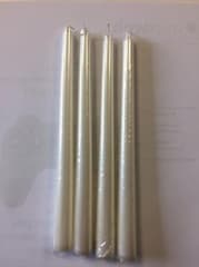 Candle S/4 Metallic Wht Taper S