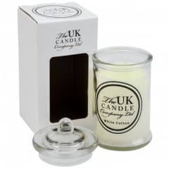 Glass Jar Candle White Cotton 8x15