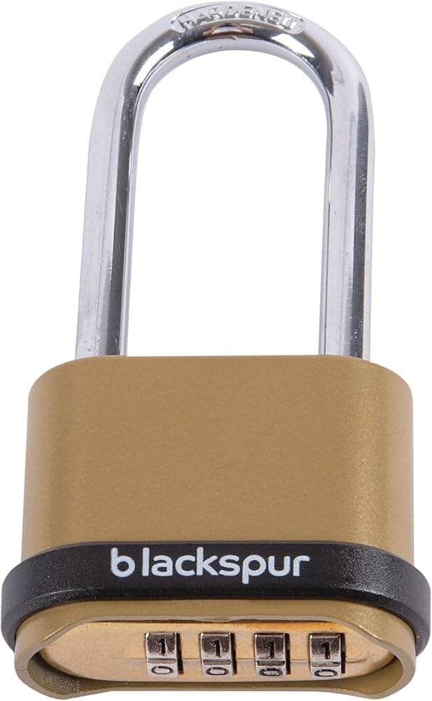 Blackspur 4 Digit Long Shackle Combination Padlock