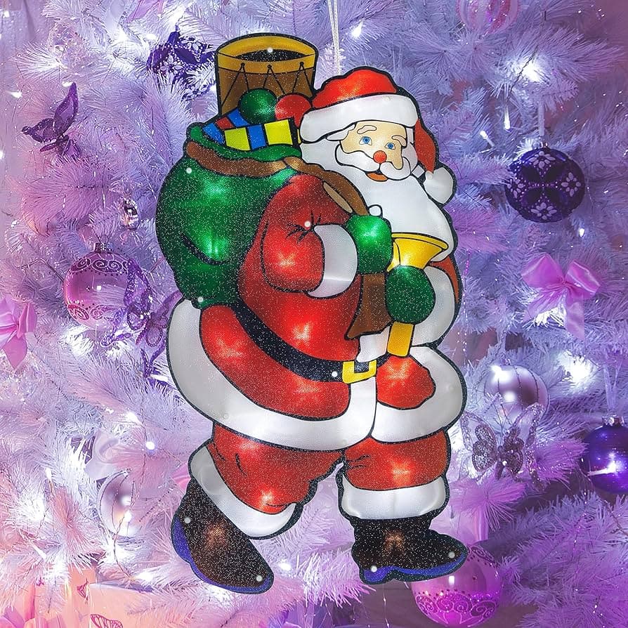 BENROSS B/O Santa Metallic Silhouette Window Light W/ - COLOUR BOX