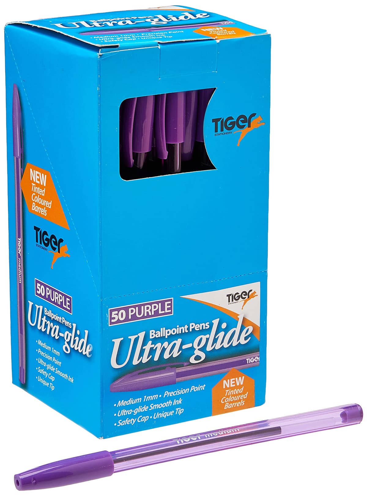 Tiger Ball Point Pens Box 50 - Purple