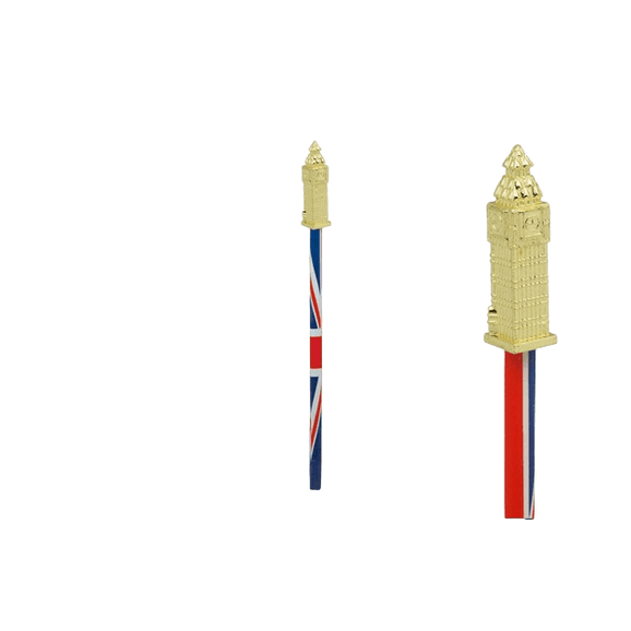 Big Ben Gold Metal Pencil Topper Union Jack Pencil