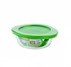 Pyrex Cook & Store - Round Dish with green plastic Lid 20cm / 1.0l
