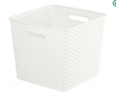 Curver My Style Square Nestable Rattan Basket - Large 25L Square Vintage white