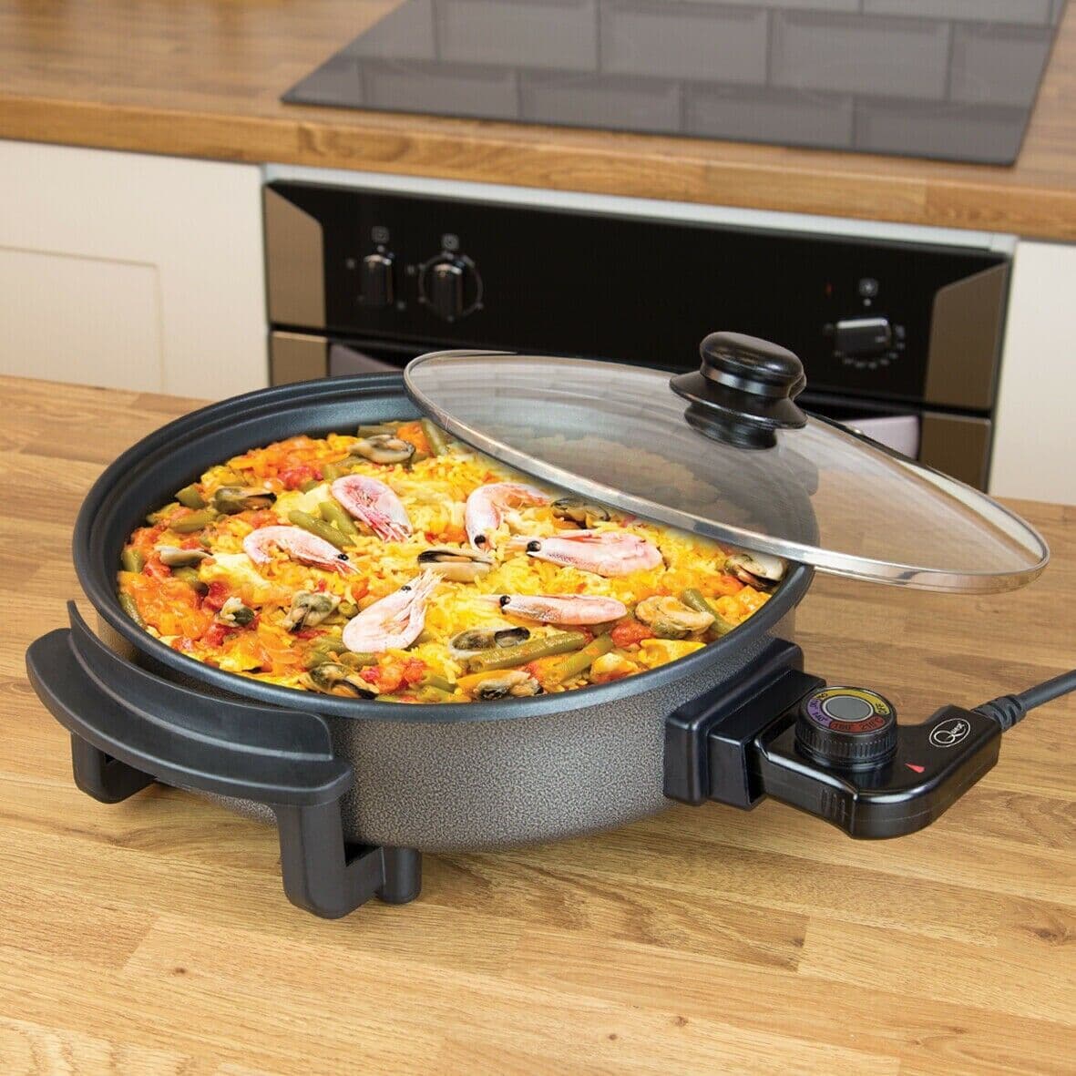 QUEST Multifunction Electric Cooker With Glass Lid Non Stick 30CM