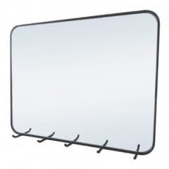 BC Wire Framed Wall Mirror With Five Hooks - Black