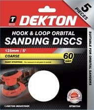Dekton 5Pc Hook And Loop Orbital Sanding Discs 150Mm/Coarse - 60 Grit