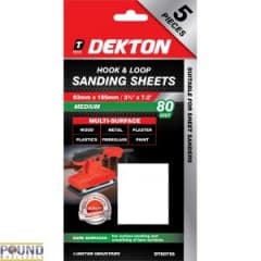 DEKTON 5PC HOOK AND LOOP DETAIL SANDING PADS 93MMX93MM/ MEDIUM - 80 GRIT