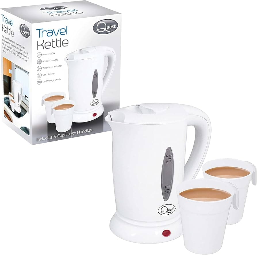 QUEST 0.5L Travel Kettle - White - COL BOX 600W