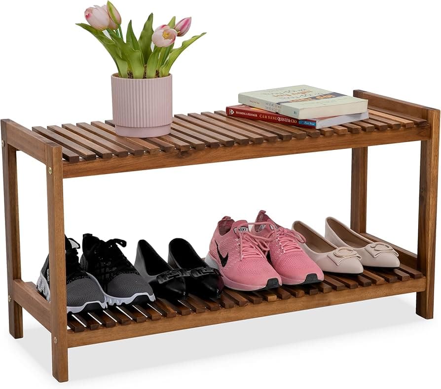 PrimaTwo Tiers Shoe Rack - Natural