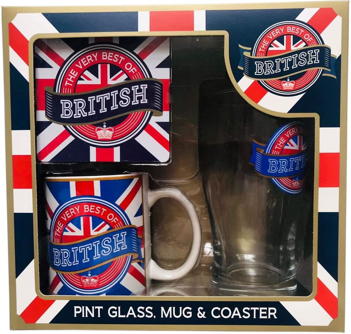 British Pint Glass Mug and Coaster set