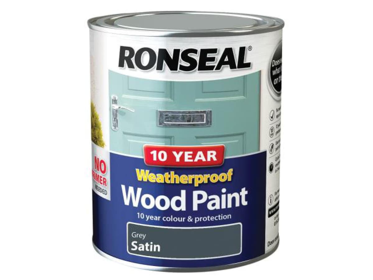 RONSEAL GREY SATIN 10 YR WEATHERPROOF WOOD PAINT (2 IN 1 FORMULA) 750ML