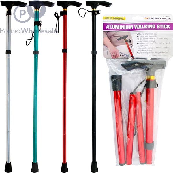 Prima Adjustable Aluminium Folding Walking Stick Assorted Colours