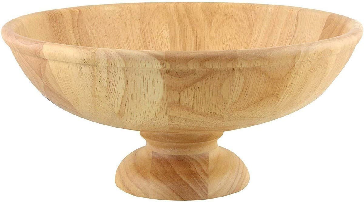 Apollo Housewares 30 x 13 cm Rubberwood Footed Fruit Bowl, Natural Wood