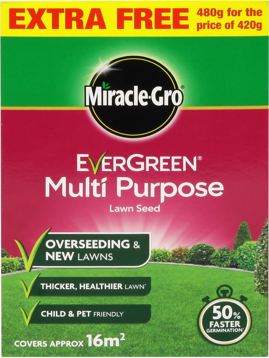 Evergreen Miracle-gro Multipurpose Grass Seed 480gm (119613)