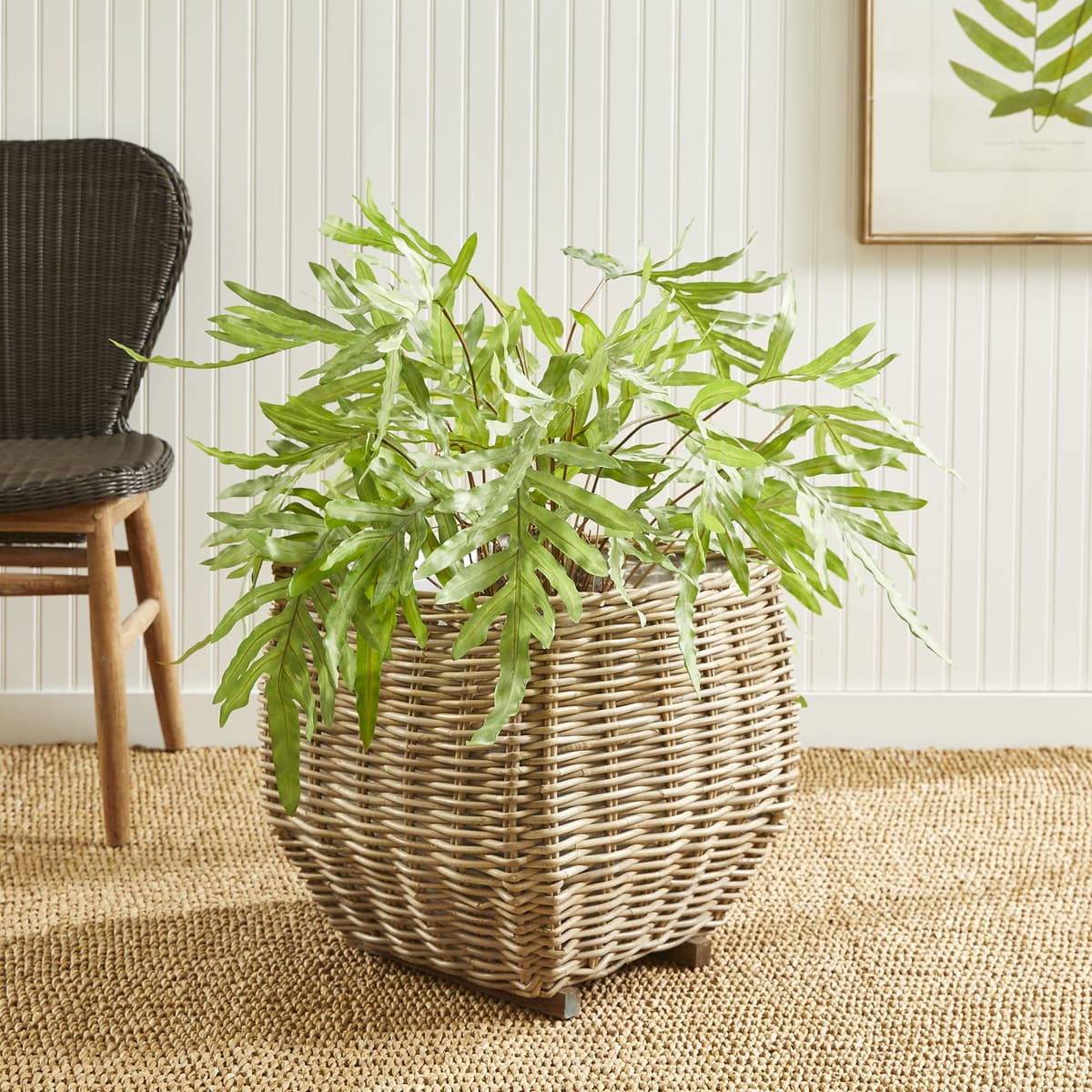 YUKKA RATTAN PLANTER SQUARE WITH NO LINER 19CM-MOCHA (LA594-1-83)