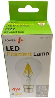 Powerplus 4w 240v Ac B22 2700k A60 Led Filament A60