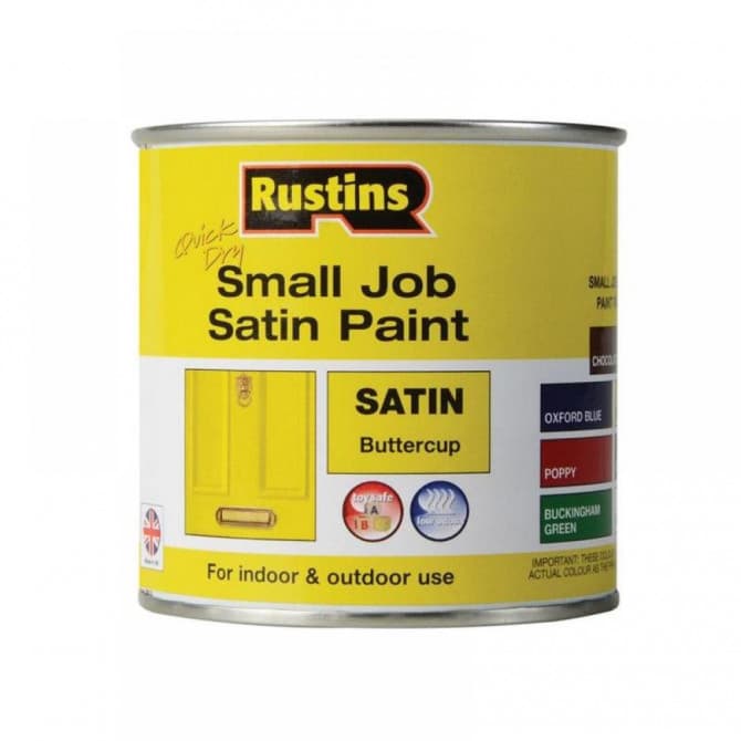 Rustins QD satin small job Buttercup paint 250ml (SPBUW250)