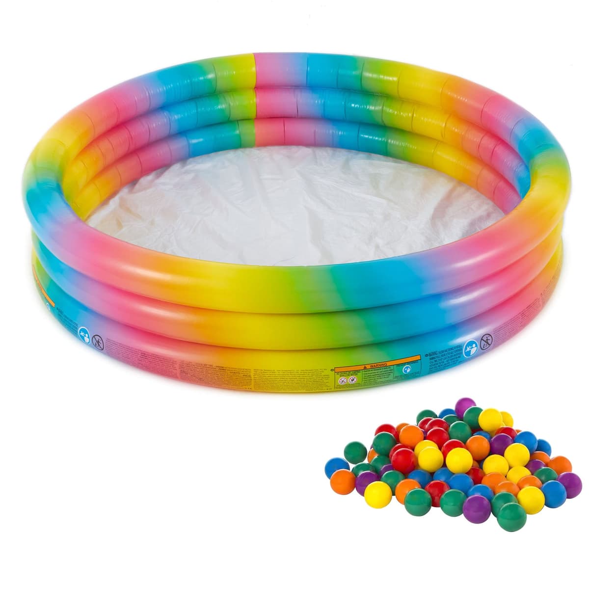 Kandy Toys Rainbow Ombre Pool 3 Ring 58"