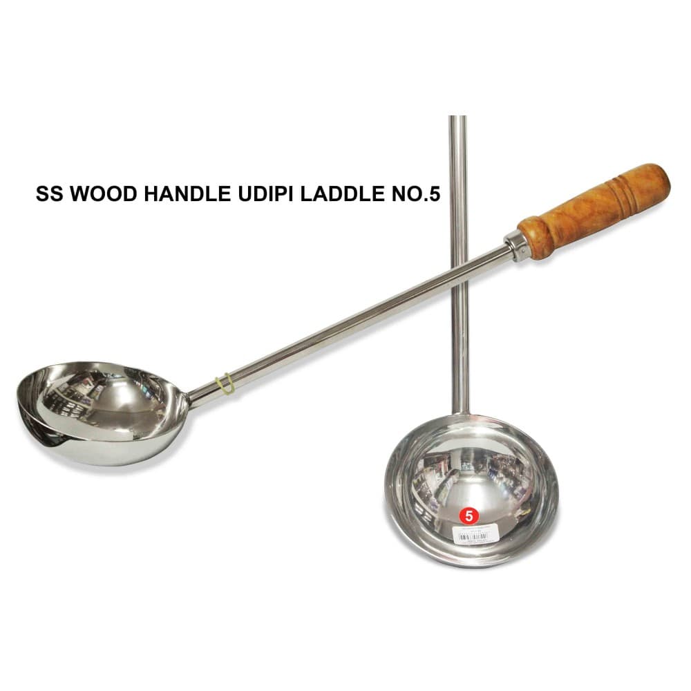 SS WOOD HANDLE UDIPI LADDLE NO.7