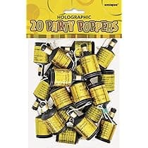 Unique Party 20 Glitz Gold Hologrphc Party Poppers