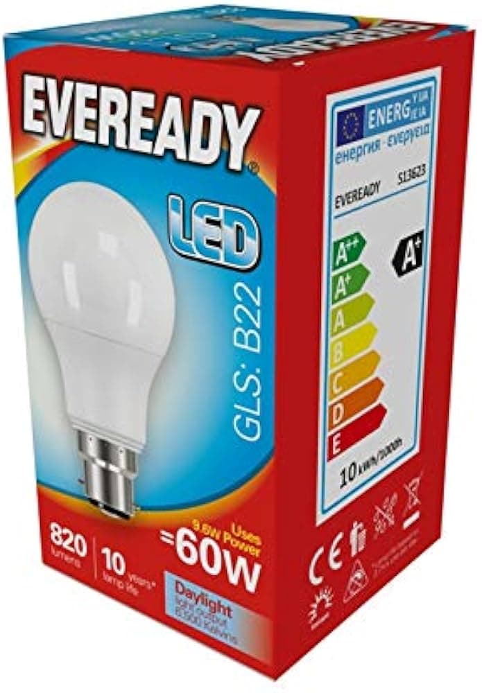 EVEREADY LED GLS 820LM B22 DAYLIGHT BOX