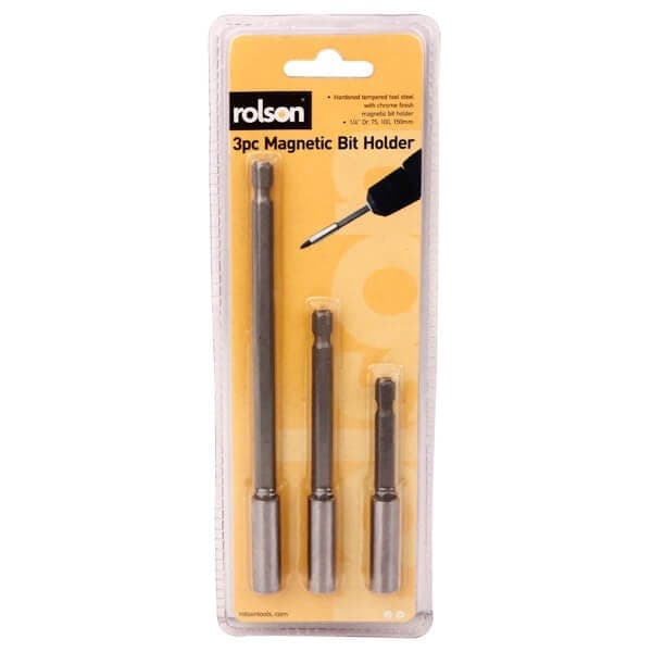 Rolson 3pc Magnetic Bit Holder Set 75, 100, 150mm