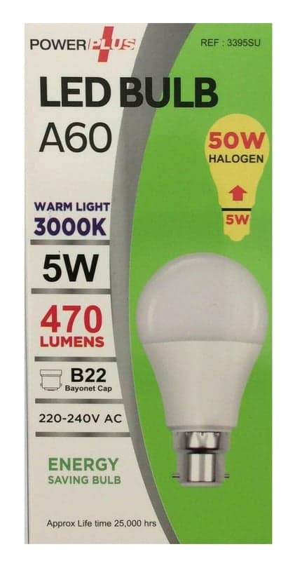 Powerplus 3395-5w Led A60 5w 3000k B22 470lm
