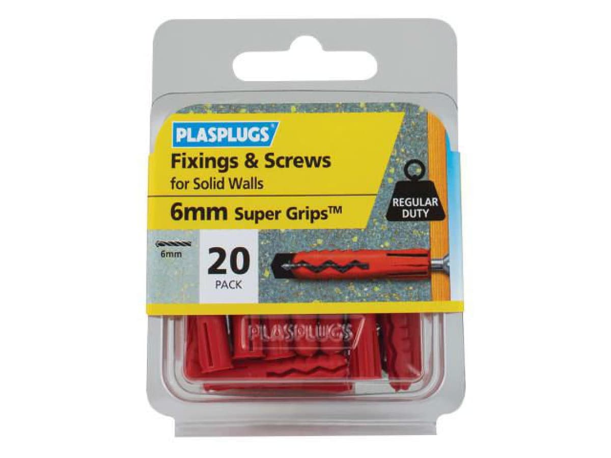 Plasplugs 6mm red supergrips + screw 20pk