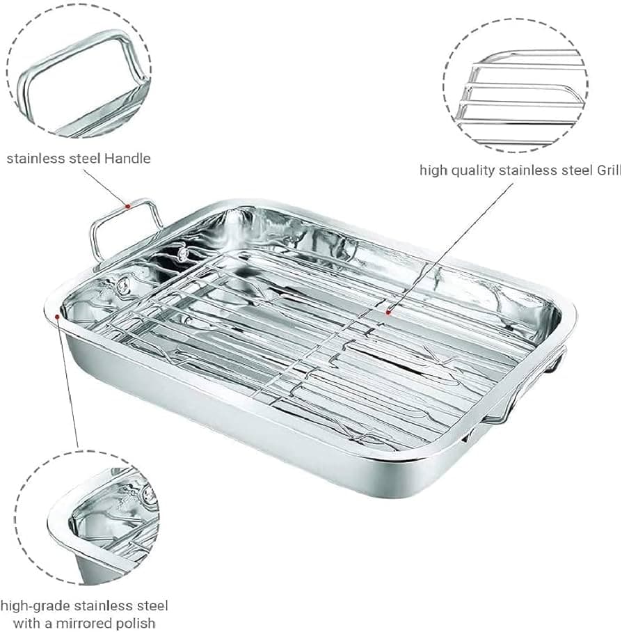 Tri Star Stainless Steel Roasting Grill Pan 37x28