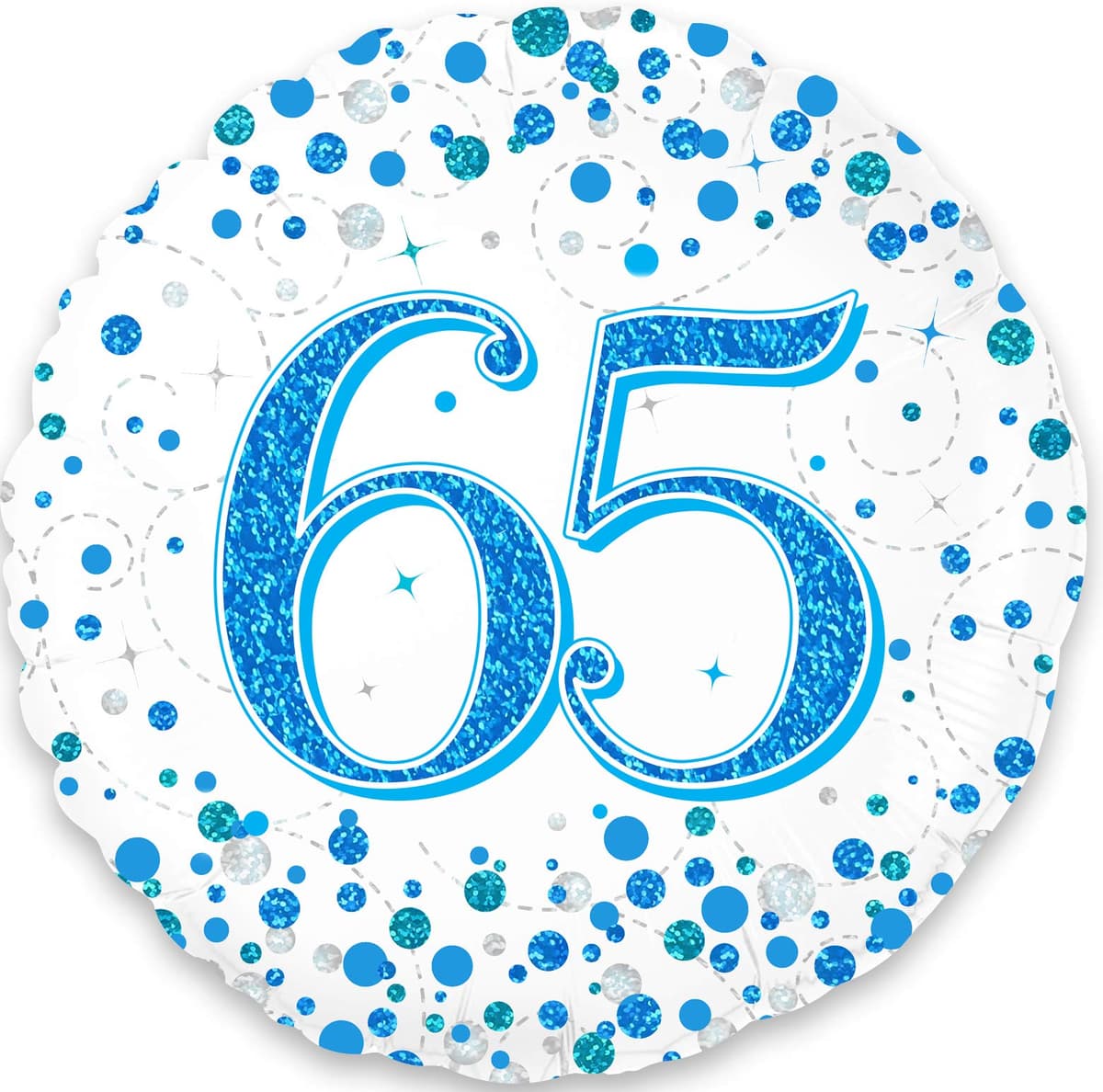 Oaktree 18" 65th Sparkling Fizz Birthday Blue Holographic