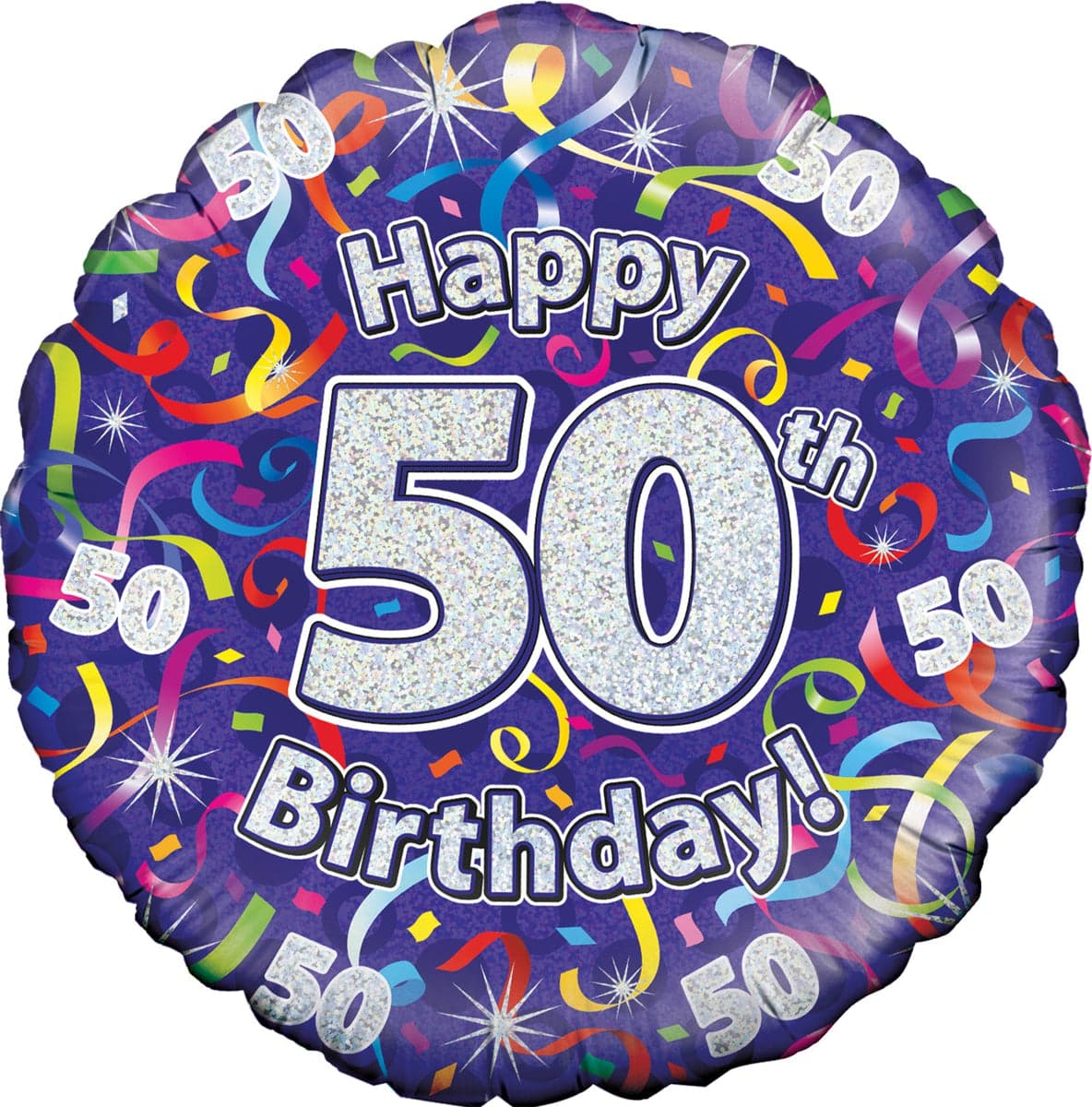 Oaktree 18" 50th Birthday Streamers Holographic