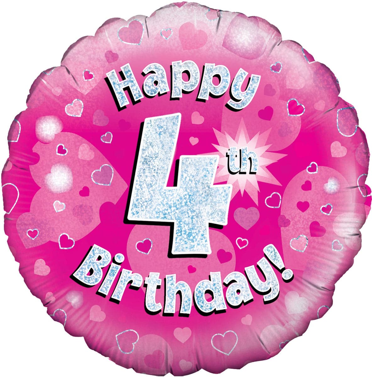 Oaktree 18" Happy 4th Birthday Pink Holographic