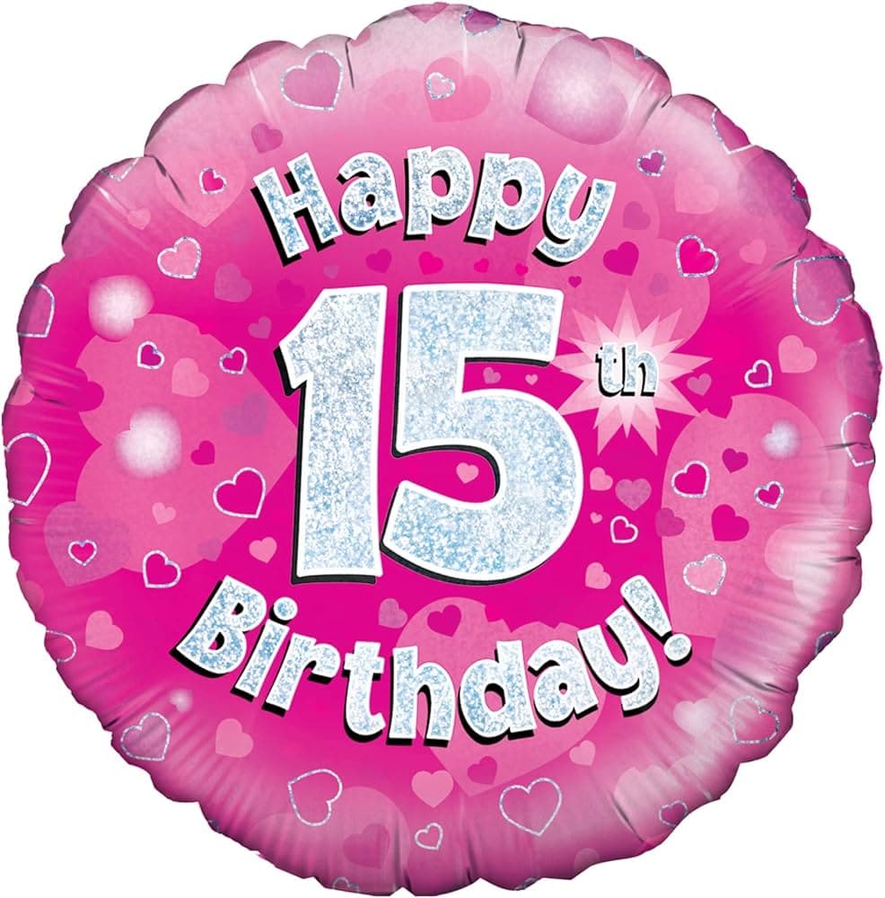 Oaktree 18" Happy 15th Birthday Pink Holographic