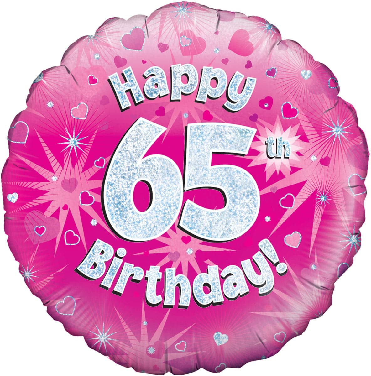 Oaktree 18" Happy 65th Birthday Pink Holographic