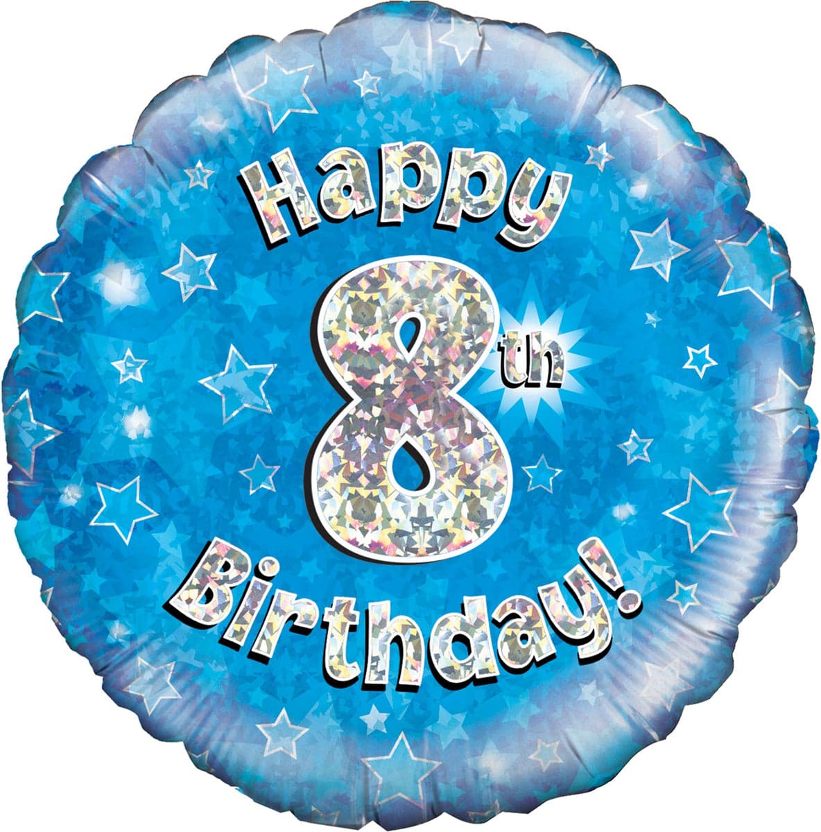 Oaktree 18" Happy 8th Birthday Blue Holographic