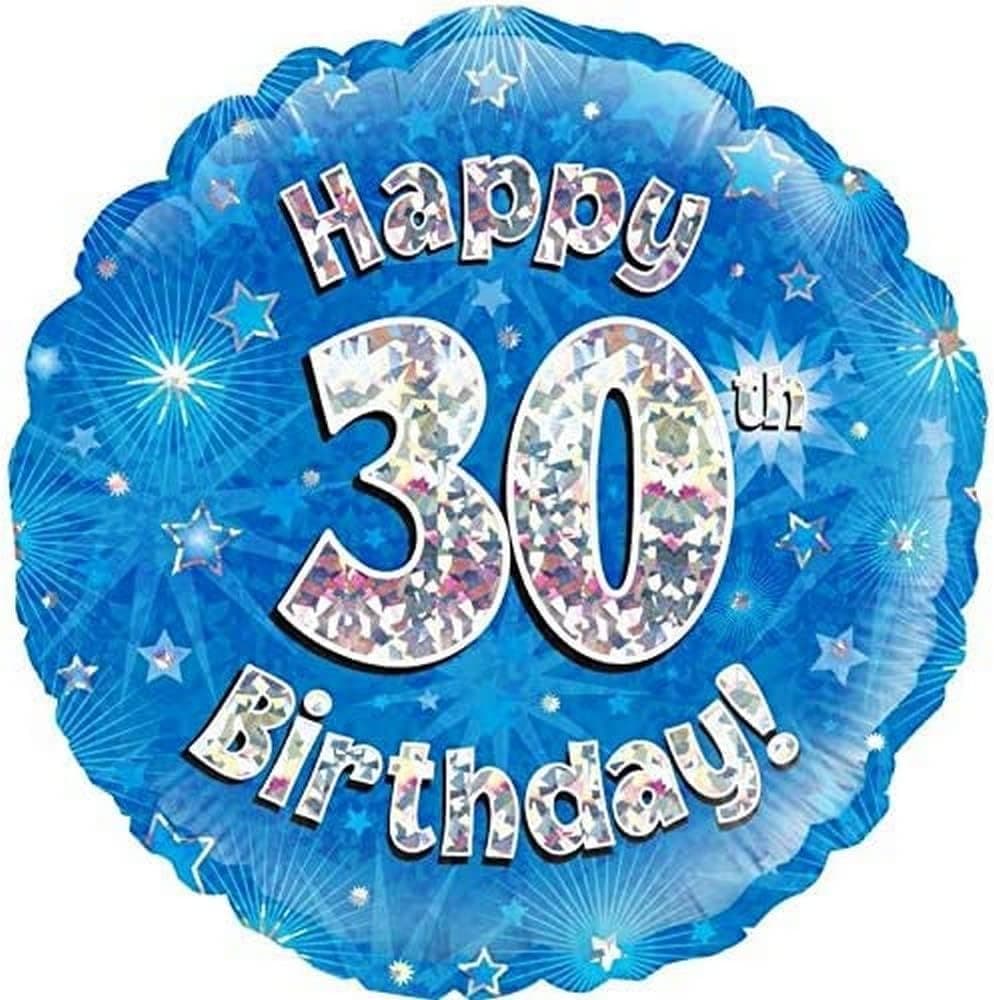 Oaktree 18" Happy 30th Birthday Blue Holographic